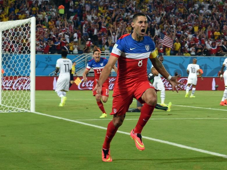 Dempsey after scoring against Ghana, but before getting his face broken